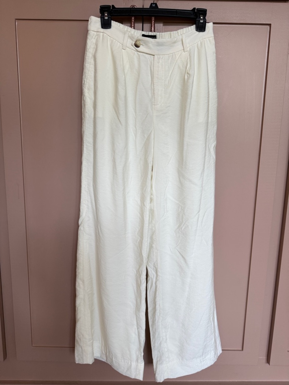 Banana Republic Pleated White Wide-Leg High-Waist Trousers